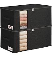 90L King Size Comforter Storage Bag w/Rigid Panels, Large Blanket Organizer for Closet, Stackable...