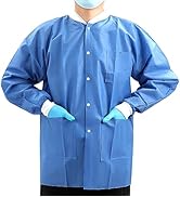 JMU Disposable Lab Jackets 10 Pack, SMS Disposable Medical Jackets for Men and Women, Knit Cuffs ...