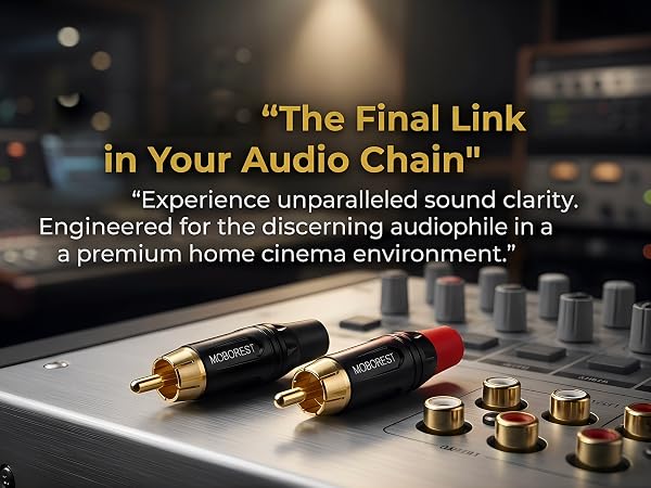 RCA Male Plug Adapter Audio Phono Gold Plated Solder 24K Gold-Plated Phono Jack Adapter