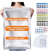 35 Pack 10.5 Mil Thick 4.5 or 5 Gallon Mylar Bags with 15 PCS Individually Sealed 2500cc Oxygen A...