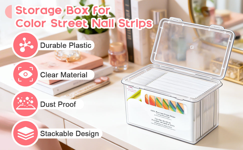 Color Street Nail Strips storage box on desk