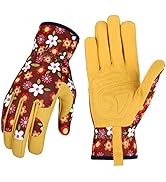 Bamllum Leather Gardening Gloves for Women - Working Gloves for Weeding, Digging, Planting, Rakin...