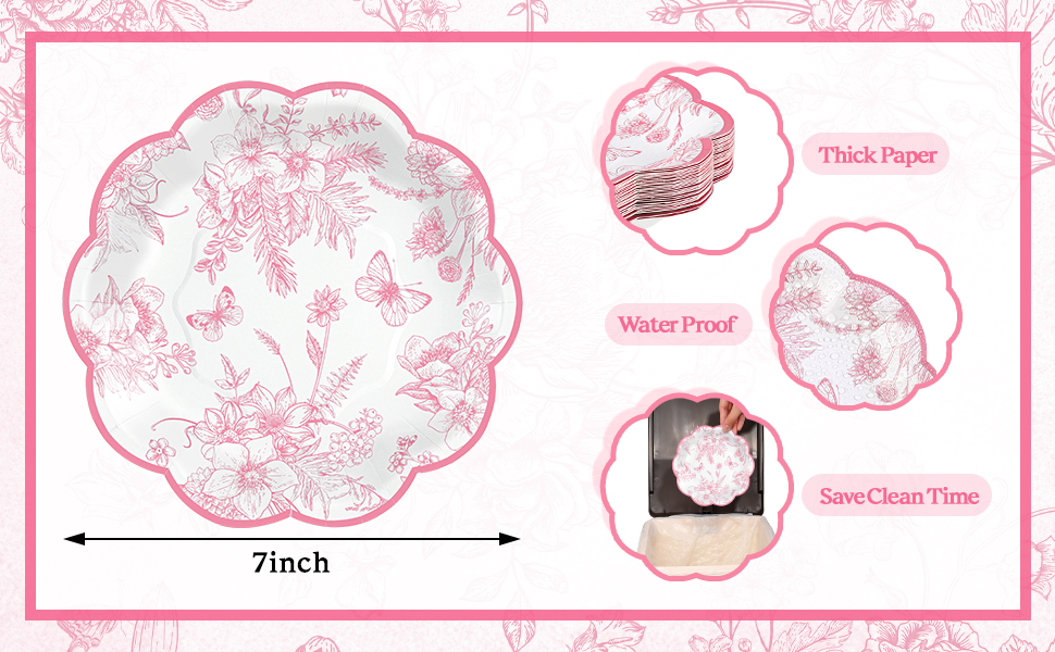 Scalloped Pink and White Plates
