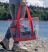VENO Clear Bag Transparent Vinyl PVC Tote, Stadium, Outdoor, Beach, Pool