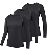 HovSiyla Women's Athletic Compression Long Sleeve Workout Tops Quick Dry Gym Running Yoga Shirts
