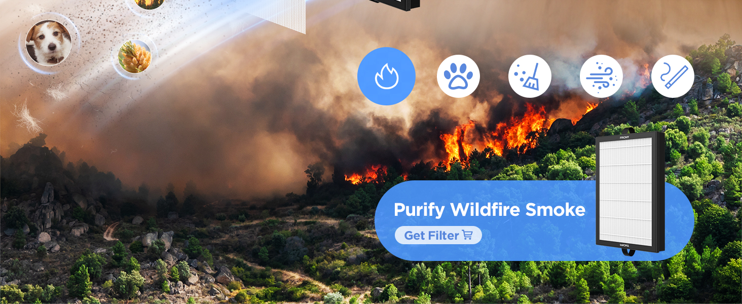 HEPA filter air purifier traps wildfire smoke, keeping your home safe from harmful particles