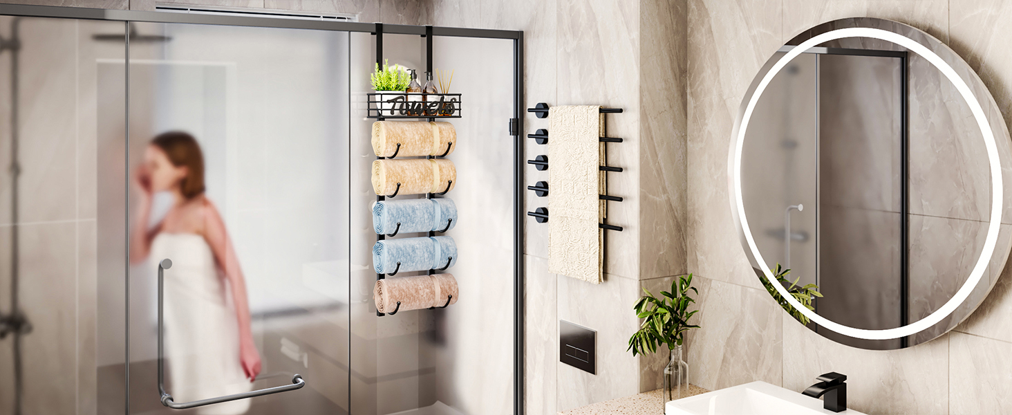 wall towel storage bathroom towel organizers and storage towel holder with shelf