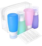 PACKISM TSA Approved Travel Bottles - 5 Pack Leakproof 3oz Silicone Travel Toiletry Bottles with ...