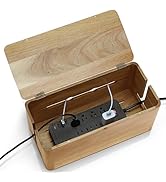 YCLYC Large Acacia Wood Style Cable Management Box, Cord Organizer Power Strip Box with Magnetic ...
