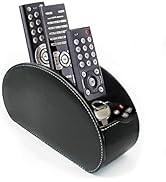 Fosinz Remote Control Holder Organizer - Table Desk Leather Control Storage with 5 Spacious Compa...