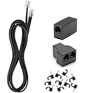 Menewstart Long Telephone Extension Cord 15 FT, Black, Phone Cable Line Wire with Standard RJ11 P...