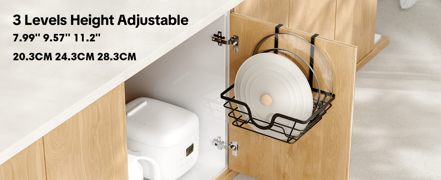 lid organizers inside cabinet