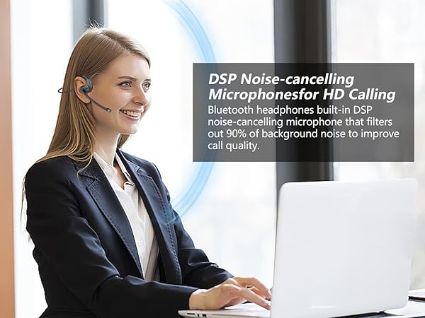 BANIGIPA Bluetooth 5.4 Headsets with Microphone Noise Cancelling Open Ear Headphones for Calling