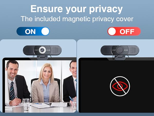 magnetic webcam cover can fully shield the image 4K webcam with speakers and mic