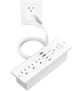 65W USB C Recessed Power Strip, Flush Mount Desktop Recessed Outlet with 4AC & 2 PD GaN USB C & 2...