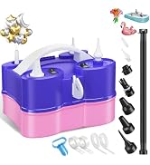 3-in-1 Electric Balloon Pump, Portable Electric Air Pump for All Balloons Inflatables Dual Nozzle...