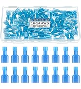 LIDUOLE 16-14 AWG Nylon Male and Female Spade Connectors Insulated Blue Quick Disconnect Wire Con...