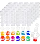 ZEAYEA 100 Strips 600 Pots Empty Paint Pots, Mini Paint Storage Cup with Lids, 5ml/ 0.17 oz Plast...