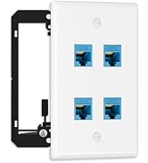 FGB 10Gbps Ethernet Wall Plate, 4 Port CAT6 Wall Plate and Jack, RJ45 Ethernet Wall Outlet with S...
