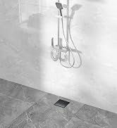 EBYTE 6 Inch Black Square Shower Drain, SUS 304 Stainless Steel Shower Floor Drain, Matte Black L...