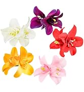 5Pcs Colorful Artificial Bohemian Hawaiian Hibiscus Plumeria Flower Hair Clips and Barrettes for ...