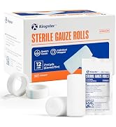 Sterile Gauze Rolls, 2in x 4.1 Yards, Conforming Stretch Gauze Bandage, Pack of 12, Firm Support ...