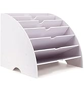SONGWAY Fan Shaped Desk File Organizer - 6 Compartments File Holder for Desktop, Magazine Rack, M...