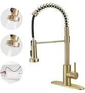 VOTON Kitchen Faucets with Pull Out Sprayer Commercial Spring Sink Faucet Stainless Steel Brushed...