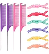 10Pcs Rat Tail Combs Hair Clips Set 4Pcs Combs for hair stylist Teasing Comb Parting Comb and 6Pc...
