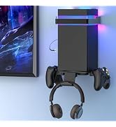 Wall Mount for Xbox Series X/S-Wall Mount Kit with 2 Controller Holder &1 Headset Stand & RGB Lig...