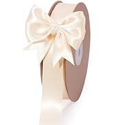 LaRibbons 1 Inch 50 Yard Double Faced Satin Ribbon,Nude Beige Satin Craft Fabric Ribbon for Gift ...