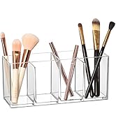 Amazing Abby - Glamour - Acrylic 4-Compartment Makeup Organizer, Transparent Plastic Makeup Brush...