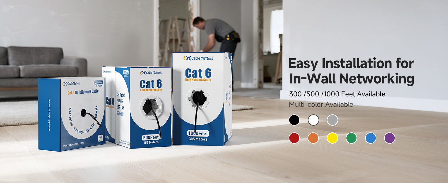 Bulk ethernet cable Cat6 for high-speed server applications, cloud computing, and video streaming