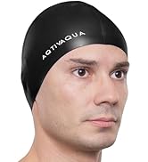 AqtivAqua Silicone Swim Cap Waterproof // Comfortable Swimming Cap for Women Men Adult and Kids