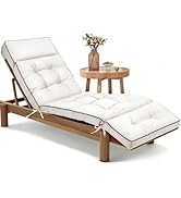 MAGIC ELEPHANT Chaise Lounge Cushion Outdoor, Memory Foam Patio Lounge Chair Cushion with Ties fo...