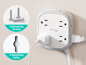 360° Rotating Flat Plug Power Strip