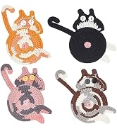 beinkmake 4 Pcs Cat Knitted Coasters Woven Cup Mat Cute Funny Cat Coasters Knitted Pink Black Ora...