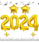 iPartycool 8pcs 32 Inch 2024 Balloon Numbers, Graduation Balloons 2024 Gold Letter Balloons with ...