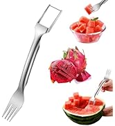 2-in-1 Watermelon Fork Slicer Cutter, Dual Head Watermelon Cube Cutter, Multipurpose Fruit Cuttin...