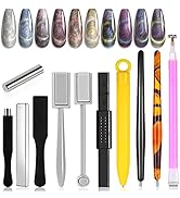 SILPECWEE 11Pcs Nail Magnet Cat Eye Magnet for Nails Magnetic Gel Polish Nail Polish Magnet Wand ...