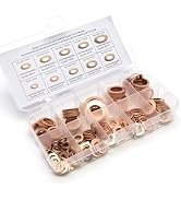 Dogary 200 PCS Copper Crush Washer Kit, Flat Ring Oil Drain Plug Crush Washer Gasket Seal Assortm...