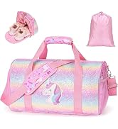 BrainyBees Kids Travel Duffle Bag - Girls Weekender Bag for 3-8 Year Olds with Adjustable Padded ...
