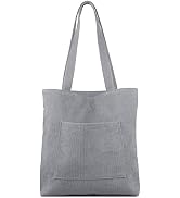 Kememo Corduroy Tote Bag with Zip, Shoulder Bag Women's Hobos Handbags Large Capacity Shopping Ba...