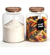 77L 2 PCS Large Glass Food Storage Jars with Airtight Lids, 4.2 Qt Wide Mouth Glass Canister Set ...