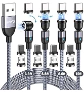 Aripps Magnetic Charging Cable 4 Pack (3.3ft/6.6ft/6.6ft/10ft), 540 Degree Rotating Magnet Phone ...