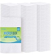 AIDEA Microfiber Cleaning Cloths White-100PK, Absorbent Cleaning Rags, Microfiber Shop Towels Lin...