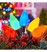 Brightown C9 LED Christmas String Lights, 66ft Multi-Color Outdoor Light String with 100 Smooth O...