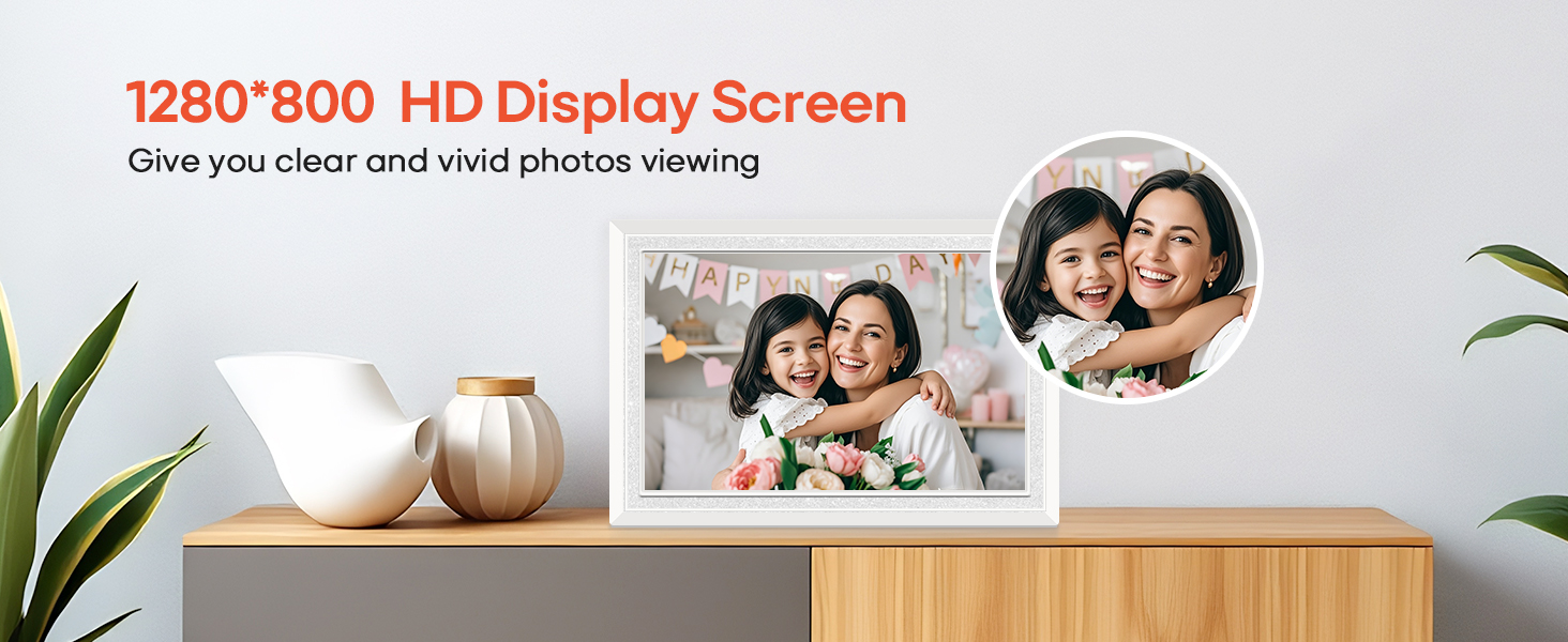 frameo digital picture photo video frame smart wifi HD IPS touch screen slideshow 32GB auto rotate