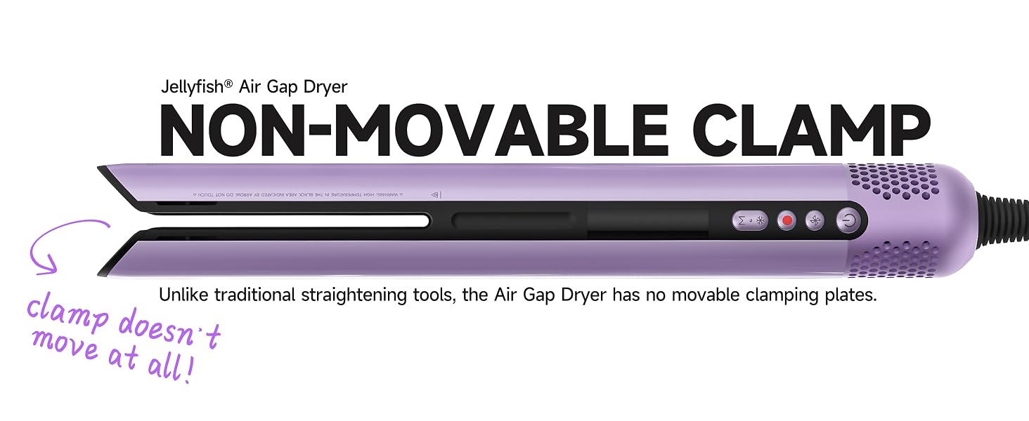 JELLYFISH air gap dryer brush with non-movable clamp, a new healthy way to dry fine to wavy hair