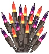 ODEETRONIC Purple Orange Lights, 21.63ft 100 Count Mini Incandescent Halloween Lights, 120V UL Ce...